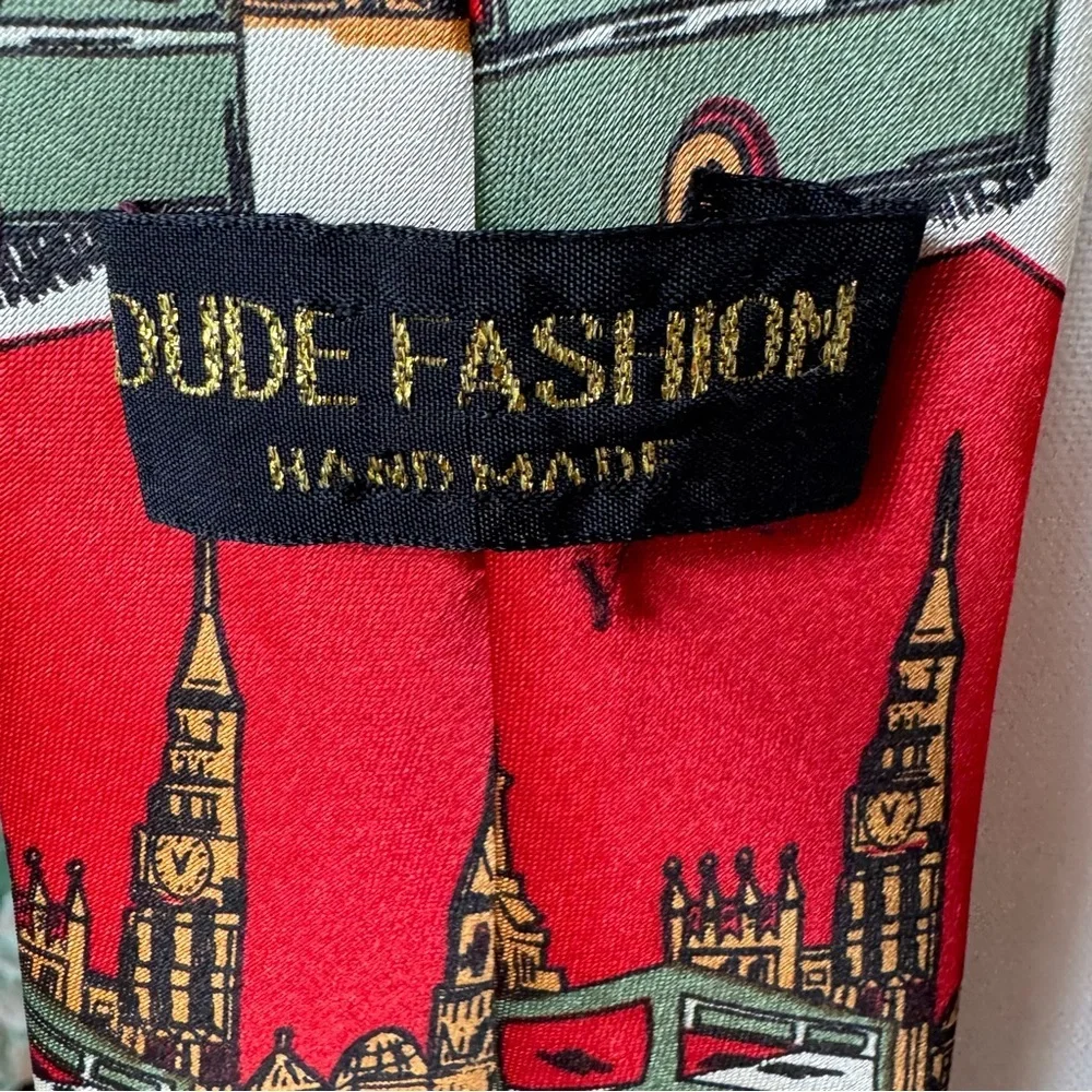 Double-Decker Bus City Tour‎ Red Handmade Novelty Tie Dude Fashion tour guide